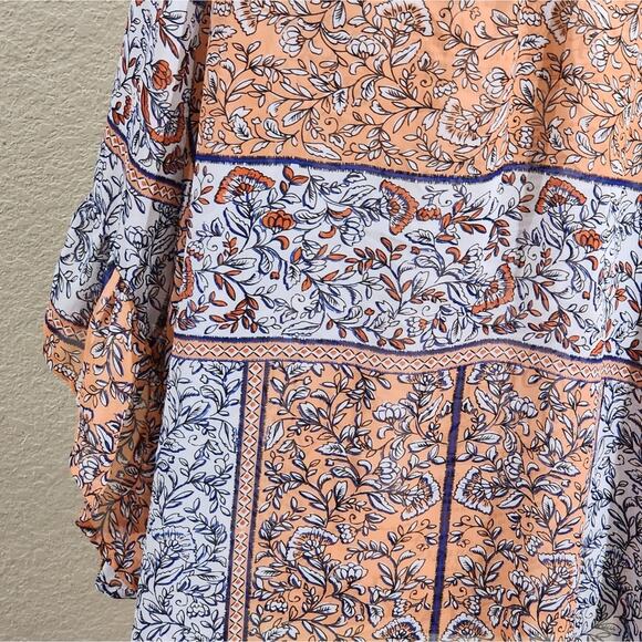 COMO Black boho‎ bell sleeve keyhole blouse size XL - Picture 3 of 7